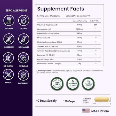 Forestleaf Glucosamine Chondroitin Msm Joint Supplement Complex - 1200Mg 120 Caps