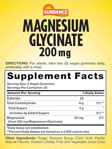 Sundance Magnesium Glycinate Gummies 200mg 50 Count Grape Flavor Vegan NonGMO and Gluten Supplement