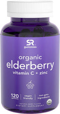 Elderberry Gummies Concentrate 651 with Vitamin C Zinc Probiotics for Immune Support Gut Health USDA Organic Vegan NonGMO Verified 120 Pectin Gummies
