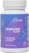 Microbiome Labs ZenBiome Sleep - Sleeping Support Probiotic for Adults - Supplement with Bifidobacterium longum 1714 Probiotics, Lemon Balm, L-theanine for Sleep & Calm (30 Capsules)