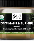 Gaia Herbs Lion'S Mane & Turmeric Powder Herbal Mushroom Supplement Powder To Help Maintain Brain Health And Recall Usda Organic3.53 Oz (Up To 45Day Supply)
