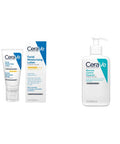 Cerave Am Facial Moisturising Lotion Spf50 With Ceramides & Vitamin E For Normal To Dry Skin 52Ml & Blemish Control Face Cleanser With 2% Salicylic Acid & Niacinamide For Blemish-Prone Skin 236Ml