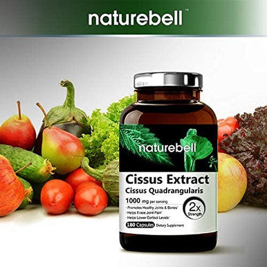 NatureBell Cissus Quadrangularis Capsules 1000mg Per Serving 180 Capsules Premium Cissus Capsules Support Joint Tendon Bone Skin Hair and Cartilage.