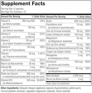 Youtheory High Potency Multi Glp-1 Support High Absorption Multivitamins For Immune Support and Bone Health Gentle On Stomach Vitamin D, C, Iron and More 150 Vegetarian Capsules