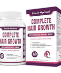 Purely Optimal Hair Growth Vitamins Supports Thicker Stronger Hair Growth Healthy Skin and Nails Biotin Collagen Keratin EasytoTake Unflavored 60 Capsules