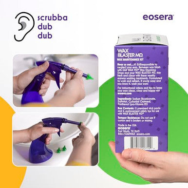 Earwax Md Eosera Wax Blaster Md - Ear Wax Cleaning System - Complete Earwax Irrigation Kit For Stubborn And Routine Cleaning - Refill Pack - 12 Ear Clean Md Packets & 6 Wax Blaster Md Safety Tips