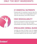 BioEmblem Women's Multivitamin Complete Daily Multi for Immunity Energy Hair Skin with Vitamin A B12 B6 D3 Biotin Iron Magnesium Collagen and Veggie Blends Gluten Free 90 Capsules