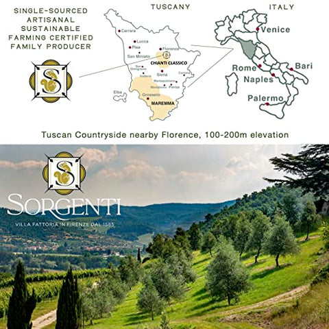 Laudemio Sorgenti, +650 mg/kg Tuscany Polyphenols Rich Extra Virgin Olive Oil, Fresh 2024-2025 Early Harvest, 2025 NYIOOC Gold Award, Frantoio Monovarietal, Lab Tested, No Pesticides, 16.9 fl oz