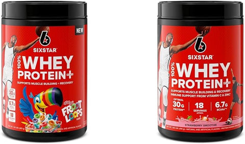 Six Star Whey Protein Plus & Creatine Monohydrate Powder Bundle Vanilla Whey Protein Isolate 1.8 Lbs & Unflavored Creatine 60 Servings
