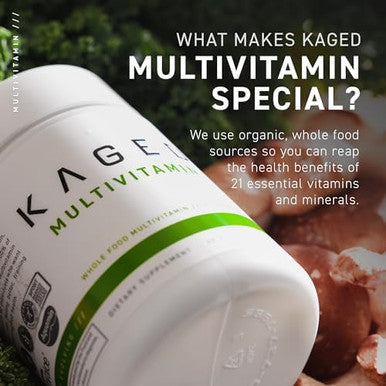 Kaged Multivitamin With Whole Foods Organic Fruits & Veggies Plant Based Vegan Multivitamin For Women And Men Vitamin C, D, E, B12 60 Servings
