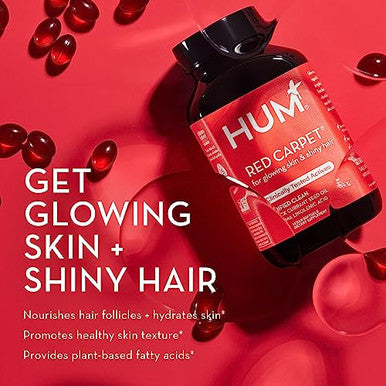 Hum Red Carpet Skin & Hair Supplement Black Currant Seed Oil For Glowing Skin & Strong Thicker Hair With Vitamin E & Omegas 3/6 Hair Growth Vitamins For Women (60Count)
