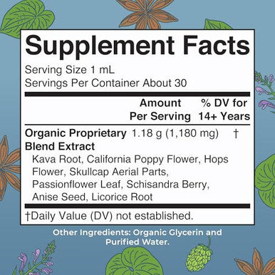 Maryruth'S Kava Root Liquid Extract For Calm & Relaxation Nervine & Adaptogenic Herbal Blend Usda Organic Sugar Free Gluten Free Vegan Non-Gmo Ages 14 1 Oz 30 Day Supply