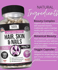 Kaya Naturals Hair Skin Nail Capsules BIOTIN Vitamin D Vitamin B-12 A Folic Acid Support Hair Support Vitamin Supplement