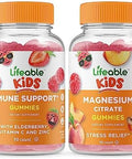 Lifeable Immune Support Kids + Magnesium Citrate Kids Gummies Bundle Great Tasting Vitamin Supplement Gluten Gmo Chewable Gummy