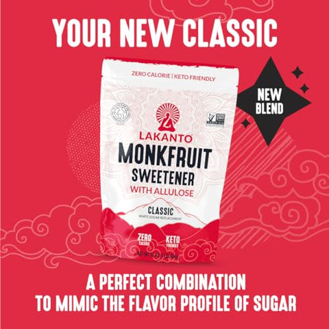 Lakanto Classic Monk Fruit Sweetener with Allulose 1 lb and ChagaRoot MycoProtein Mushroom Protein Powder Chocolate 1.76 lb