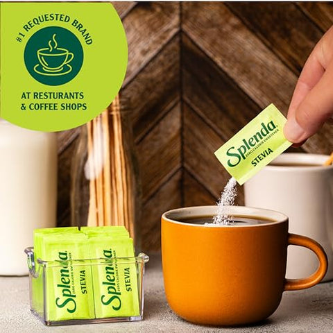 SPLENDA Stevia Zero Calorie Sweetener Plant Based Sugar Substitute Granulated Powder Single Serve Packets 500 Count (Pack of 1)