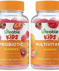 Lifeable Probiotic 2 Billion Cfu Kids + Multivitamin Kids Gummies Bundle Great Tasting Vitamin Supplement Gluten Gmo Chewable Gummy
