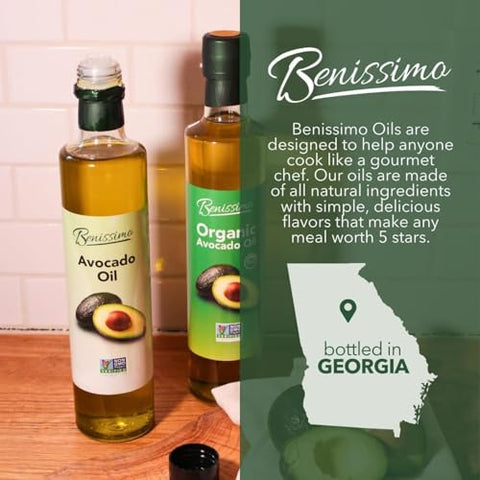 100% Pure Avocado Oil in Glass Bottle, Allergen-Free and Non-GMO, Premium Cold-Pressed Cooking Oil for SautÃƒÂ©ing, Baking, Grilling, and Salad Dressings, 8.45 fl oz