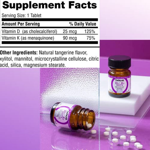 Twinlab Vit D3 1000 and K2 Dots 3 pk