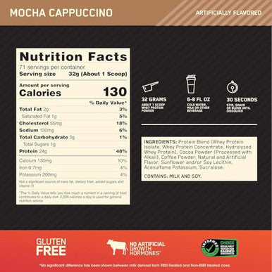 Optimum Nutrition 100% Whey Gold Standard Mocha Capuccino 5 Pounds + Phs Nutrition Cylinder