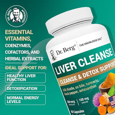 Dr Berg Nutritionals Liver Cleanse Detox Capsules W/Unique Blend Of Milk Thistle Ox 60 Capsules