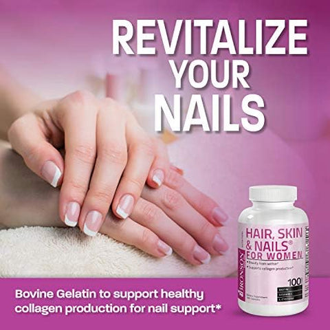 Bronson Hair Skin and Nails with Biotin Extra Strength Vitamin Supplement for Women 100 Capsules