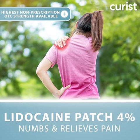 Curist Lidocaine Patches Maximum Strength With Curcumin Numbing Topical Pain Relief For Back Relief Neck Relief & Sore Muscle Relief (Pack Of 20 Pain Patches 3"X5" 4% Lidocaine Patch) Formula