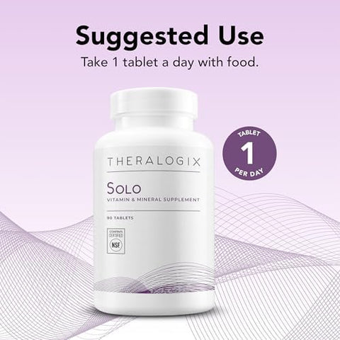 Theralogix Solo Multivitamin and Multimineral Supplement Without Iron 90Day Supply IronFree Multivitamin Support for Women and Men Vitamin D3 Vitamin C and B Vitamins NSF Certified 90 Tablets