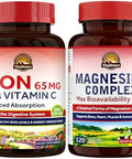 Vitalitown Magnesium Complex Supplement 500mg and 65mg Iron Supplement for Women Men for Sleep Muscle Blood Building and Energy Improvement