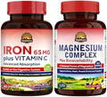 Vitalitown Magnesium Complex Supplement 500mg and 65mg Iron Supplement for Women Men for Sleep Muscle Blood Building and Energy Improvement