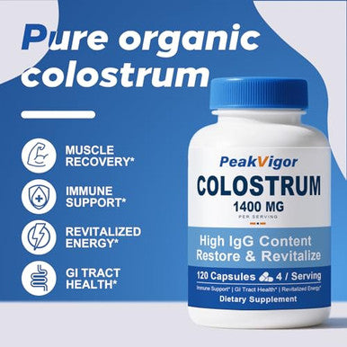 Peakvigor Organic Bovine Colostrum CapsulesImmune Support En1332Ss