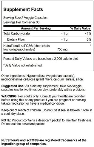 Swanson Nutraflora 375 Milligrams 60 Veg Capsules (2 Pack)