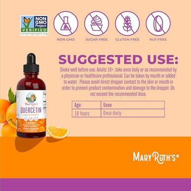 Maryruth'S Maryruth Organics Quercetin Liquid Drops Sugar Free 500Mg For Adults 18 & Over Cardiovascular Health For Adults Bioflavonoid Vegan Non-Gmo Gluten Free 4 Fl Oz