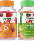 Lifeable Vitamin D Kids + Turmeric Curcumin Kids Gummies Bundle Great Tasting Vitamin Supplement Gluten Gmo Chewable Gummy