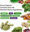 Paradise Herbs Earth's Blend Once Daily Multivitamin with Iron 48 Organic Superfoods Probiotics Antioxidants Vitamins A B12 C D K2 120 Capsules