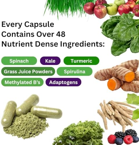 Paradise Herbs Earth's Blend Once Daily Multivitamin with Iron 48 Organic Superfoods Probiotics Antioxidants Vitamins A B12 C D K2 120 Capsules