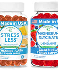 Lunakai Usa Made Stress Less Magnesium Glycinate With L-Theanine Gummies Bundle Naturally Flavored Non-Gmo 60Ct Each