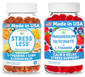 Lunakai Usa Made Stress Less Magnesium Glycinate With L-Theanine Gummies Bundle Naturally Flavored Non-Gmo 60Ct Each