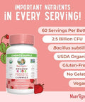 MARYRUTH'S Organics Multivitamin and Probiotic Gummies (Strawberry) for Kids Clean Label Project Verified Vitamins for Gut Health Immunity and Overall Wellness Vegan NonGMO Gluten Free