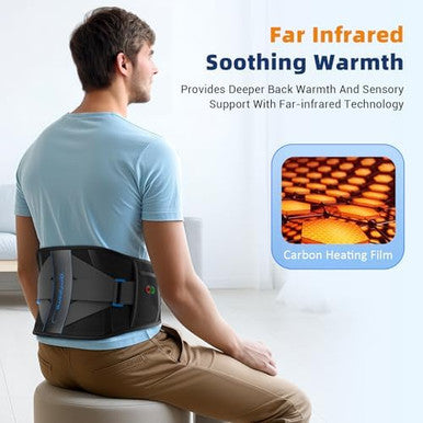 Comfytemp Cordless Heating Pad With Back Brace For Lower Back Fsa Eligible Hsa Portable Wireless Wearable Heated Rechargeable Lumbar Support Fathers Day Dad s 3 Heat 3 Timer 52""(No Massage)