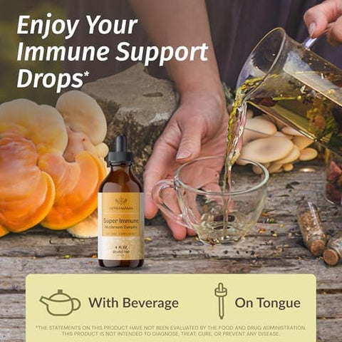 Herbamama Turmeric And Super Immune Mushroom Kit - Bundle Of 1500 Mg Turmeric Curcumin Capsules & Super Immune Mushroom Complex Tincture - Vegan Non Gmo Sugar & Alcohol- - 2 Pack