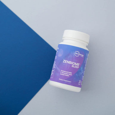 Microbiome Labs ZenBiome Sleep - Sleeping Support Probiotic for Adults - Supplement with Bifidobacterium longum 1714 Probiotics, Lemon Balm, L-theanine for Sleep & Calm (30 Capsules)