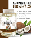 Refined Coconut Oil 56 fl oz | USDA Organic Certified | Organic Coconut Oil for Cooking and Baking. RBD Oil.
