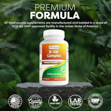 Best Naturals Vitamin B Complex With Inositol Paba 240 Tablets Made In The Usa Nongmo & Gluten