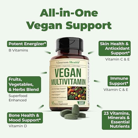 Vegan Multivitamins for Vegans and Vegetarians and Complete Multivitamin for Men