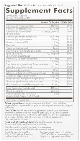 Solgar One Daily MenS Multi 50+ Whole Body Support For Men 50 And Older Highly Absorbable Delayed Release Heart Energy Stress Muscle Bone Prostate Support Vitamin 60 Vegan Capsules 60 Servings