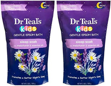 Dr. Teal'S Kids' Gentle Sleep Soak With Pure Epsom Salt & Melatonin - (2 Pack2Lbs Ea.) - Coconut And Other Essential Oils Relieve Stress & Soothe The Body - Hypoallergenic & Paraben