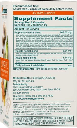 Himalaya Glucocare Herbal Supplement Metabolism Support Pancreatic Support Triphala Bitter Melon Turmeric Gluten Vegan 180 Capsules 90 Day Supply