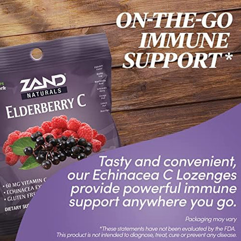 Zand Immunity Elderberry Vitamin C Lozenges Immune Support Soothing Throat Drops Elderberry Vitamin C Ecea Extract No Cane Sugar Or Corn Syrup Gluten Non-Gmo (12 Bags 18 Lozenges)