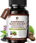 Lukaree Wormwood Black Walnut Cleanse For Human 1200Mg " Ultra Gut Cleanse & Digestive Health W/Pumpkin Seed Oilcloveactivated Charcoal 10X Concentrated Men & Women Probiotic Capsules Vegan60 Ct